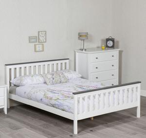 Setae Wooden Single Bed In White And Grey