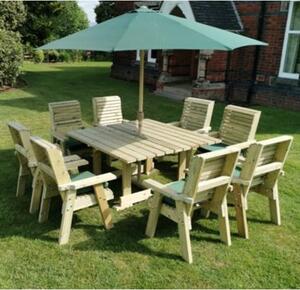 Erog Garden Wooden Dining Table With 8 Chairs In Timber