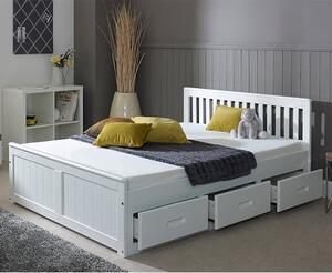 Mission Storage Small Double Bed In White With 3 Drawers