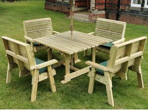 Erog Garden Wooden Dining Table With 4 Benches In Timber