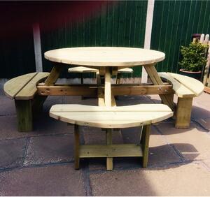 Becontree Round Wooden 8 Seater Picnic Dining Set