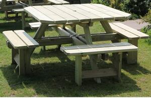 Becontree Square Wooden 8 Seater Picnic Dining Set