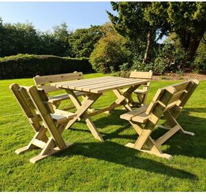 Amersham Wooden 6 Seater Dining Set With Benches And Chairs