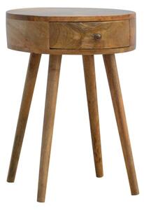 Wooden Circular Bedside Cabinet In Oak Ish With 1 Drawer