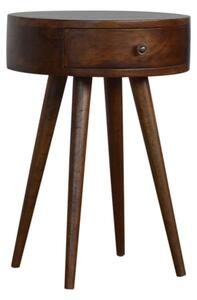 Wooden Circular Bedside Cabinet In Chestnut With 1 Drawer