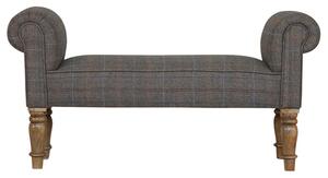 Cassia Fabric Hallway Seating Bench In Multi Tweed