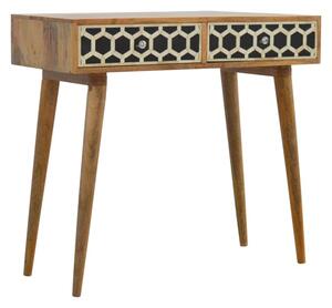 Ouzo Wooden Console Table In Bone Inlay And Oak