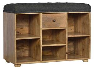 Noah Wooden Shoe Storage Bench With Black Fabric Seat