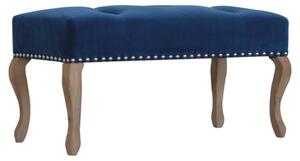 Rarer Velvet French Style Hallway Bench In Blue And Sunbleach