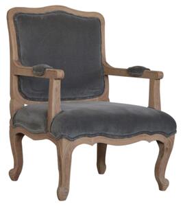 Rarer Velvet French Style Accent Chair In Grey And Sunbleach