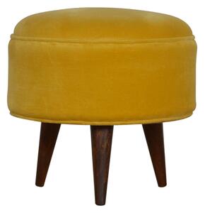 Aqua Velvet Nordic Style Footstool In Mustard And Walnut