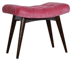 Aqua Velvet Curved Hallway Bench In Pink And Walnut