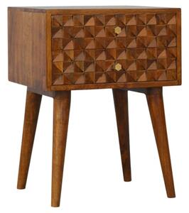 Tufa Wooden Diamond Carved Bedside Cabinet In Chestnut 2 Drawers