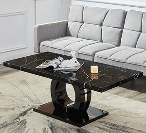 Halo High Gloss Coffee Table In Black And Milano Marble Effect