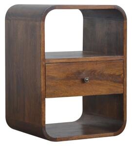 Bacon Wooden Curved Edge Bedside Cabinet In Chestnut 1 Drawer