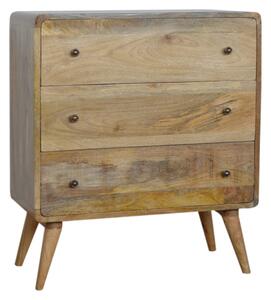 Bacon Wooden Curved Chest Of Drawers In Oak Ish With 3 Drawers