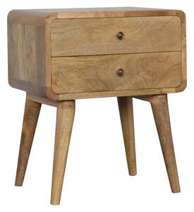 Bacon Wooden Curved Bedside Cabinet In Oak Ish With 2 Drawer