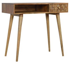 Tufa Wooden Diamond Carved Study Desk In Oak Ish