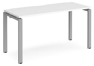 Arkos 1400mm Wooden Computer Desk In White With Silver Legs