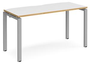 Arkos 1400mm Computer Desk In White And Oak With Silver Legs