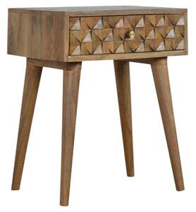 Tufa Wooden Diamond Carved Bedside Cabinet In Oak Ish 1 Drawer