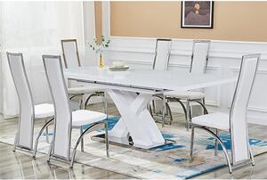 Axara Large Extending White Dining Table 6 Chicago White Chairs