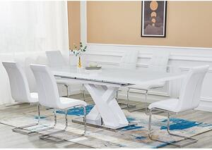 Axara Large Extending White Dining Table 6 Paris White Chairs