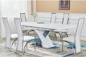 Axara Large Extending Grey Dining Table 6 Chicago White Chairs