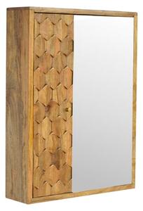 Tufa Wooden Pineapple Carved Wall Mirrored Cabinet In Oak Ish