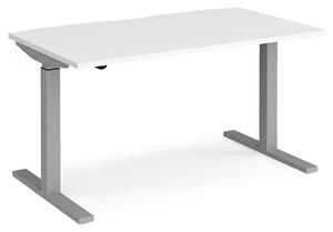 Elev 1400mm Electric Height Adjustable Desk In White And Silver