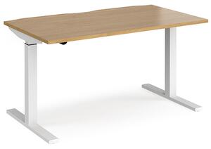 Elev 1400mm Electric Height Adjustable Desk In Oak And White