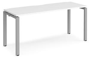 Arkos 1600mm Wooden Computer Desk In White With Silver Legs