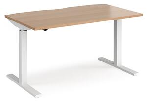 Elev 1400mm Electric Height Adjustable Desk In Beech And White