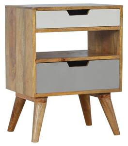 Nobly Wooden Cut Out Bedside Cabinet In Grey And White