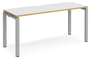 Arkos 1600mm Computer Desk In White And Oak With Silver Legs