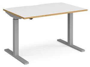 Elev 1200mm Electric Height Adjustable Desk In White Oak Silver