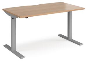 Elev 1400mm Electric Height Adjustable Desk In Beech And Silver