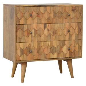 Tufa Wooden Pineapple Carved Chest Of 3 Drawers In Oak Ish