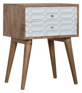 Tufa Wooden Capsule Carved Bedside Cabinet In Oak White 2 Drawer