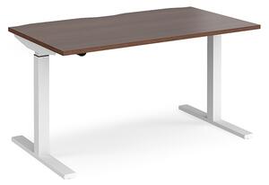 Elev 1400mm Electric Height Adjustable Desk In Walnut And White