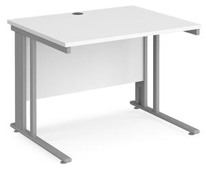 Melor 1000mm Cable Managed Computer Desk In White And Silver