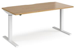 Elev 1600mm Electric Height Adjustable Desk In Oak And White