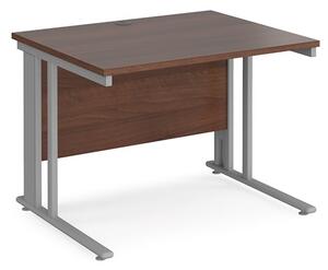 Melor 1000mm Cable Managed Computer Desk In Walnut And Silver
