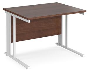 Melor 1000mm Cable Managed Computer Desk In Walnut And White