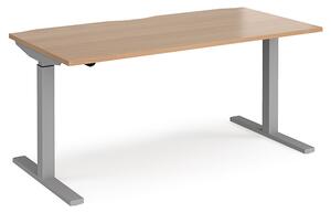 Elev 1600mm Electric Height Adjustable Desk In Beech And Silver