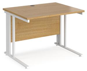 Melor 1000mm Cable Managed Computer Desk In Oak And White