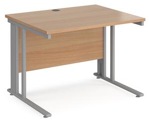 Melor 1000mm Cable Managed Computer Desk In Beech And Silver