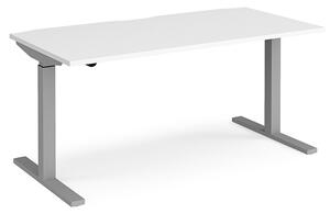 Elev 1600mm Electric Height Adjustable Desk In White And Silver