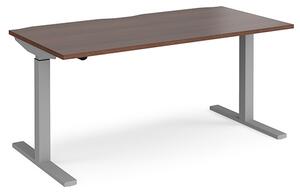 Elev 1600mm Electric Height Adjustable Desk In Walnut And Silver