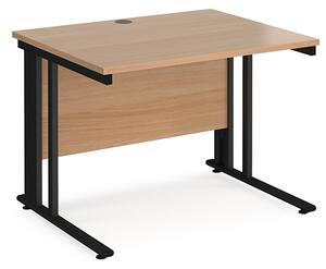 Melor 1000mm Cable Managed Computer Desk In Beech And Black